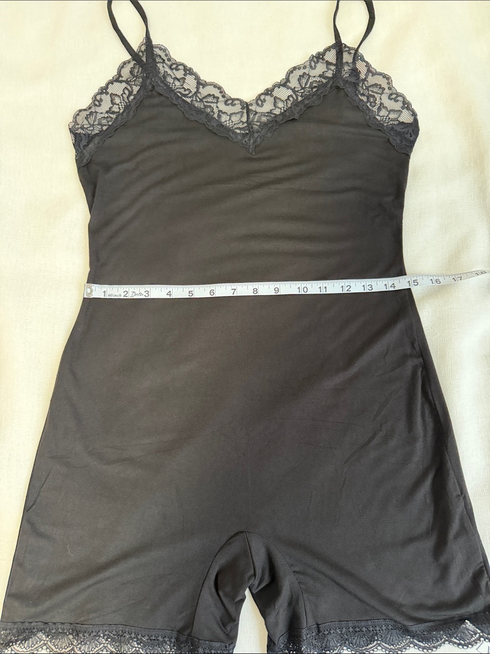 Women’s Jumpsuit Spaghetti Straps Lace V Neck Sleeveless Short Romper Black L - Picture 8 of 16